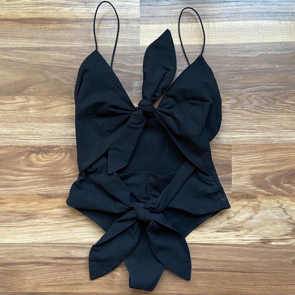 Zara Double Bow Bodysuit Boho Minimalist Contemporary